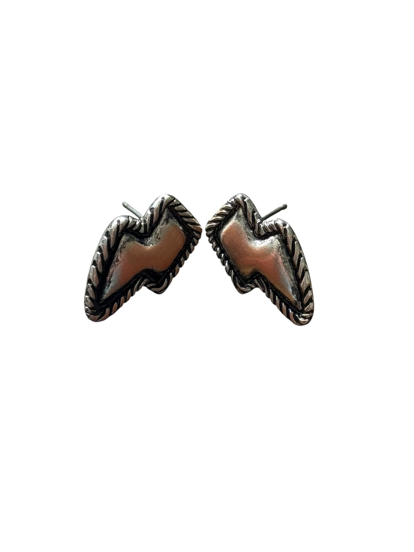 Silver & Copper Bolt Earrings