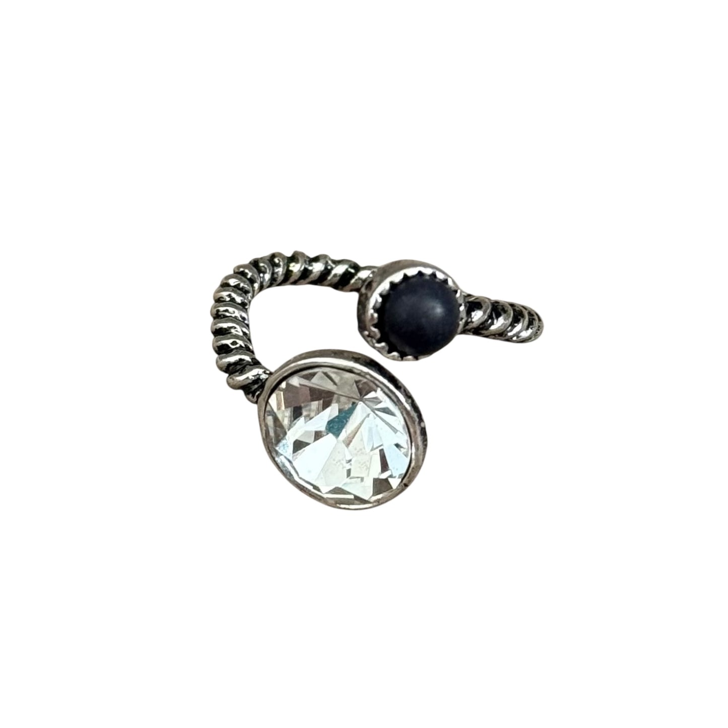 Crystal Black Stone Wrap Ring