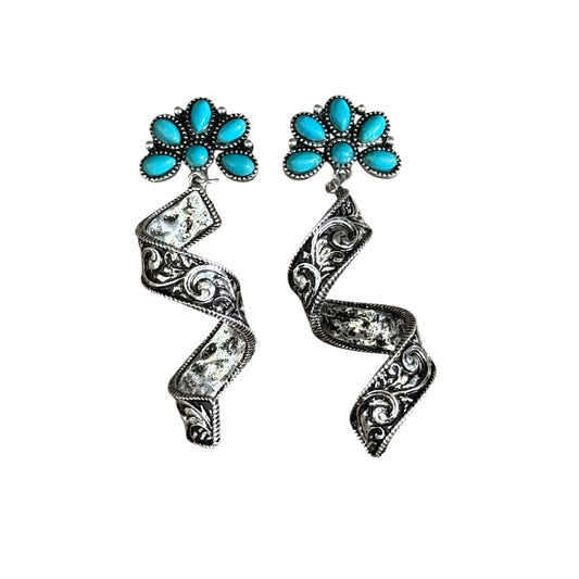 Turquoise Cluster Twist Earrings