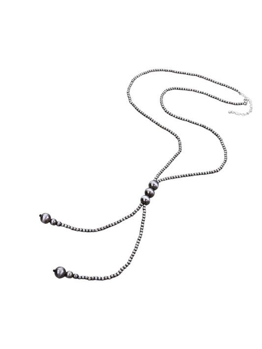 Gunmetal Navajo Pearl Long Necklace