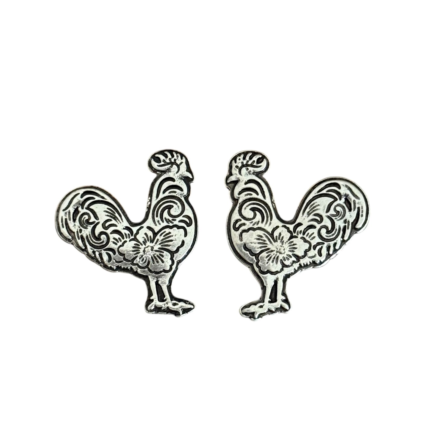 Tooled Rooster Earrings