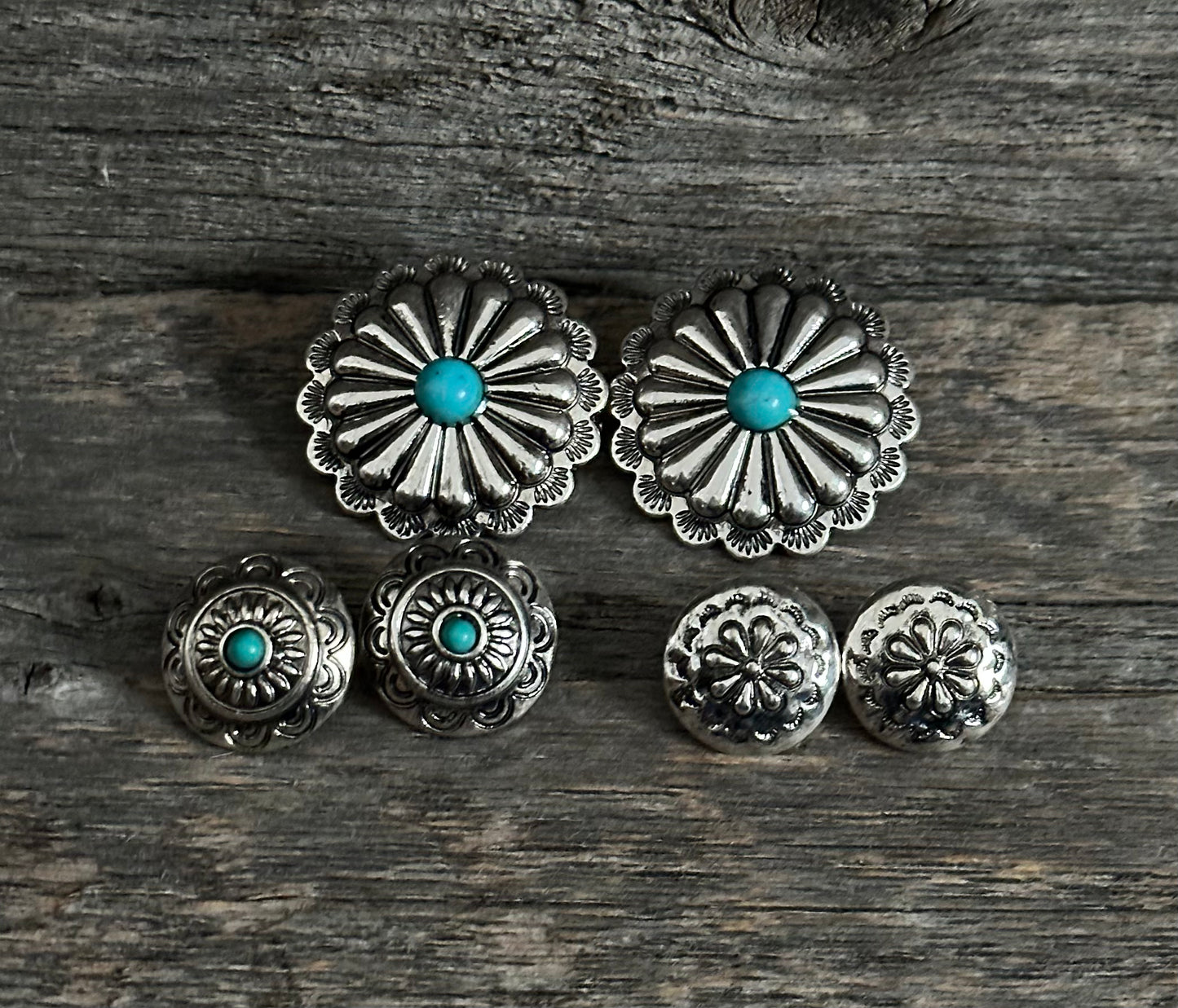Turquoise Concho 3 Pack Earrings