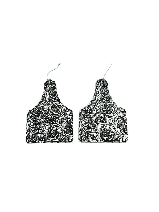 Large Tooled Tag Earrings