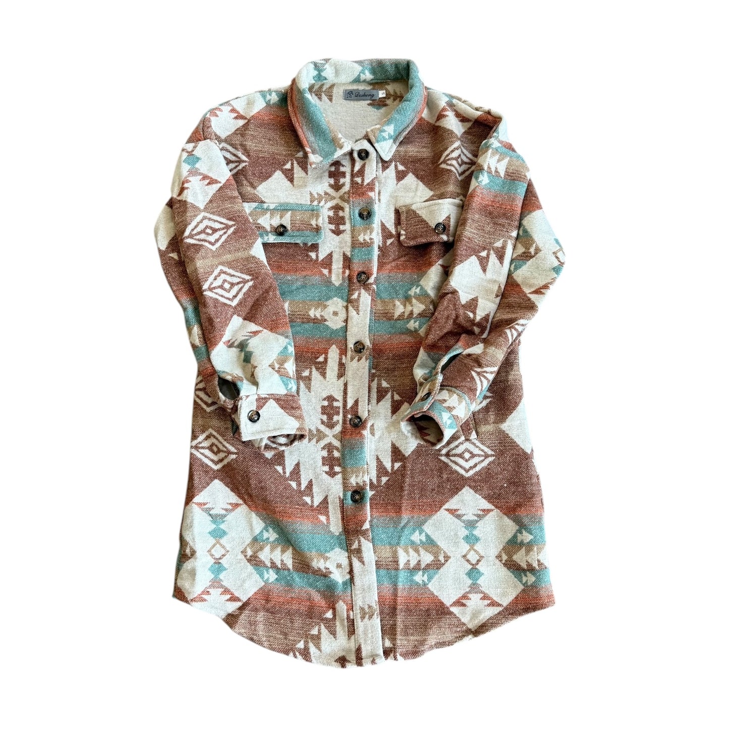Cream & Brown Aztec Shacket