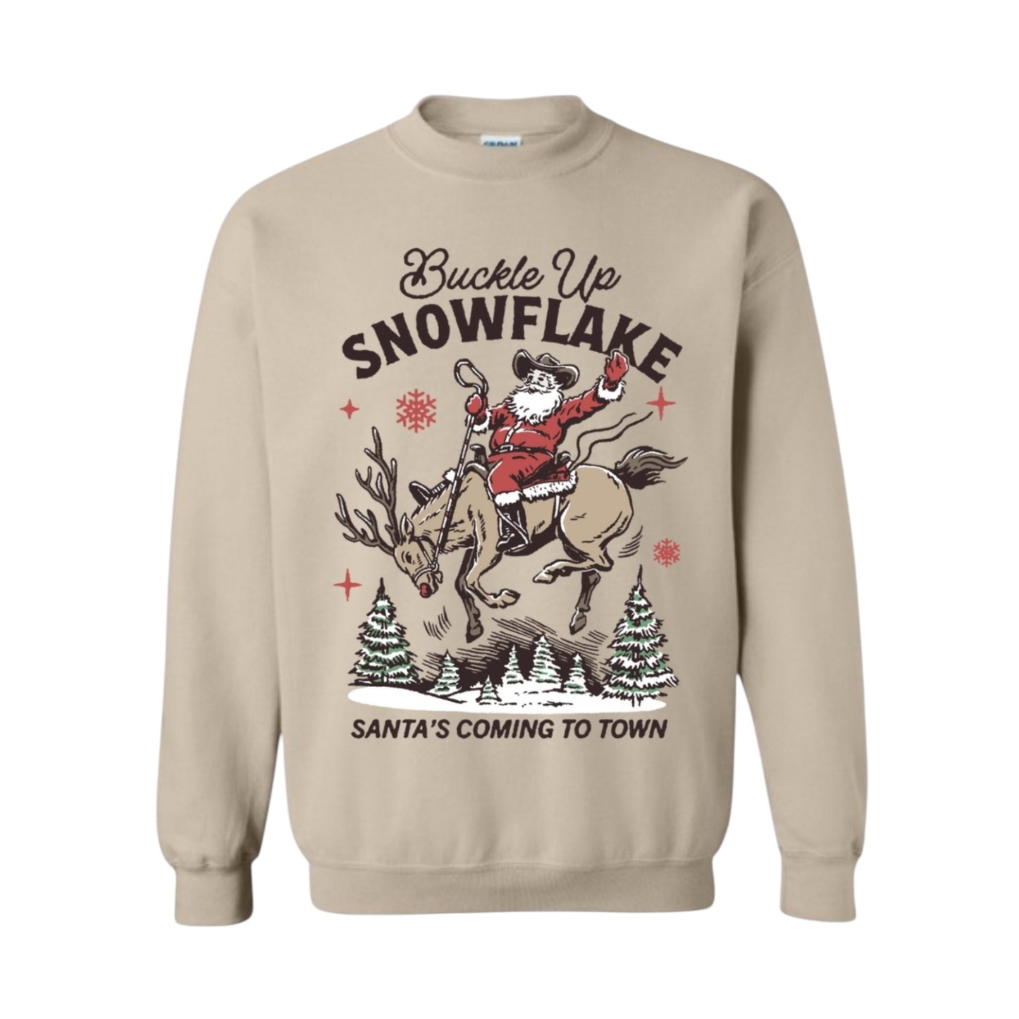 Buckle Up Snowflake Christmas Crewneck • PRE ORDER •