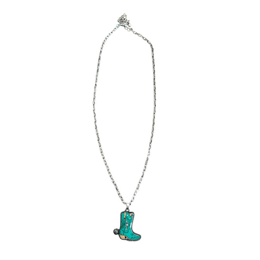Turquoise Cowboy Boot Necklace