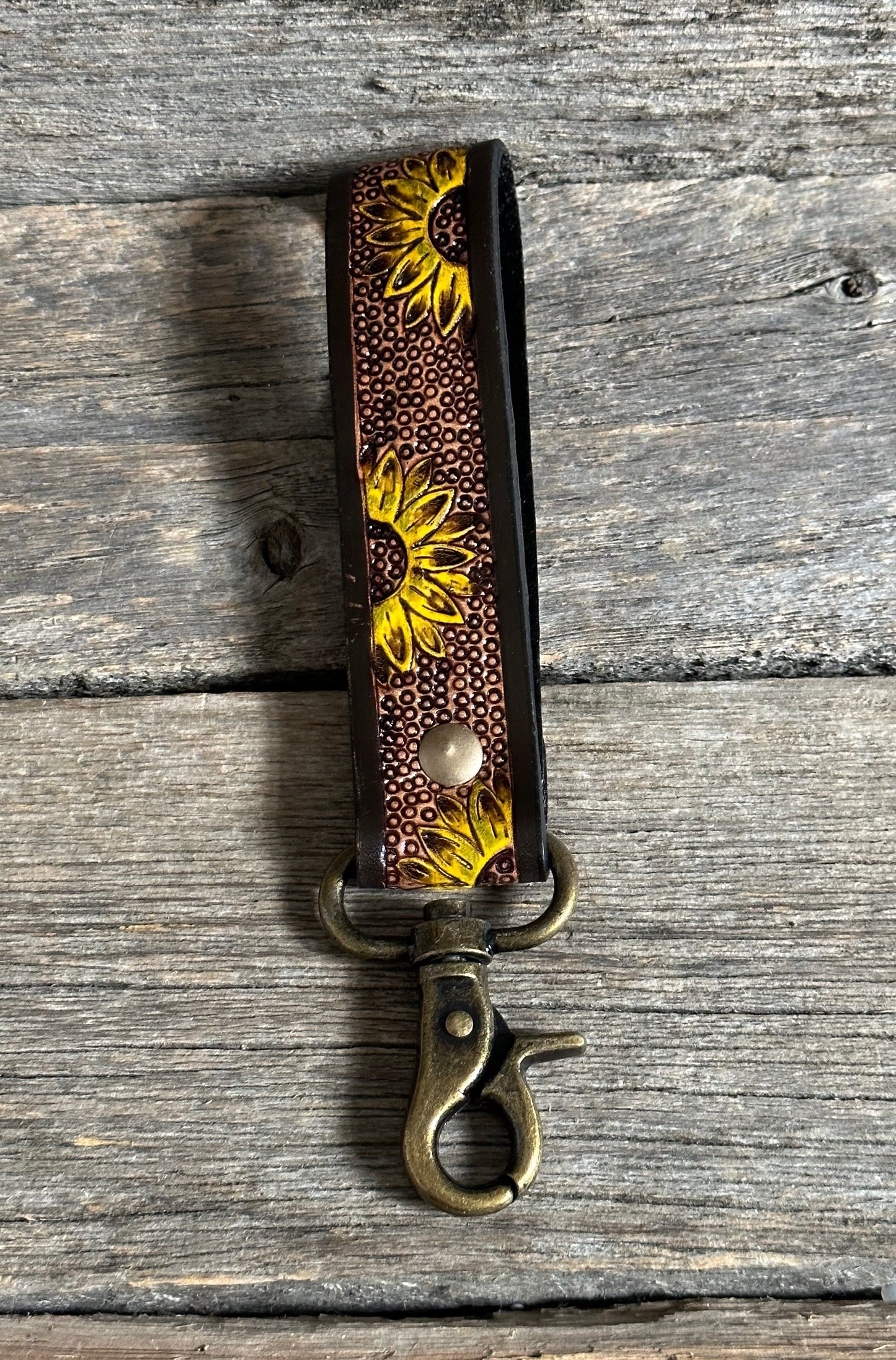 Tooled Sunflower Keychain