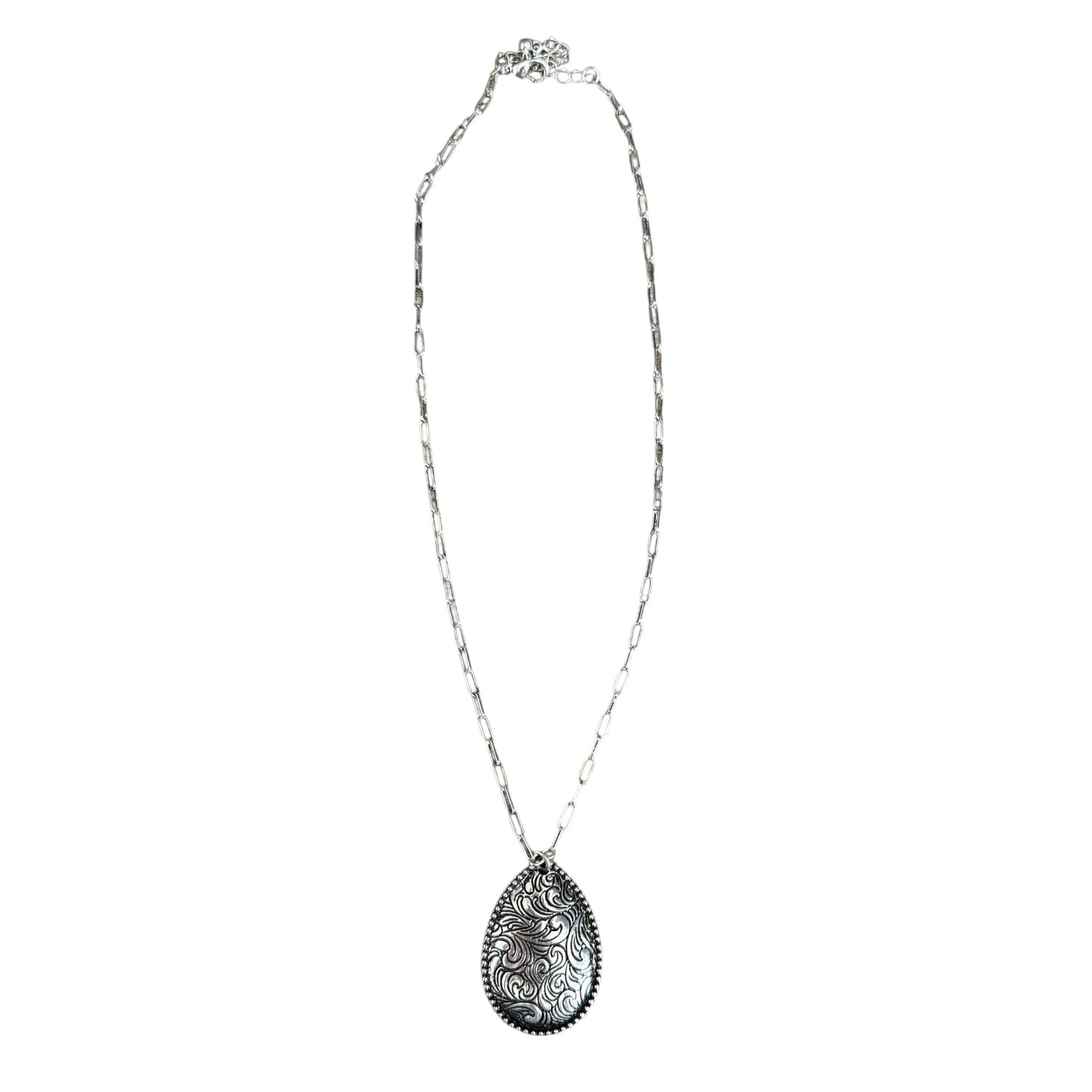 Tooled Teardrop Necklace