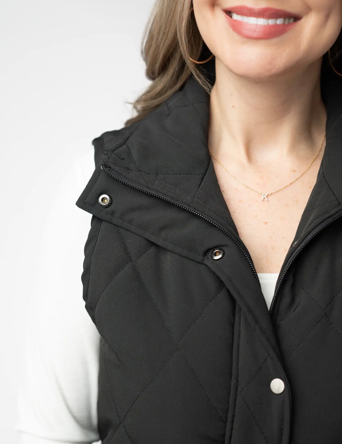 Black Quilted Remy Vest