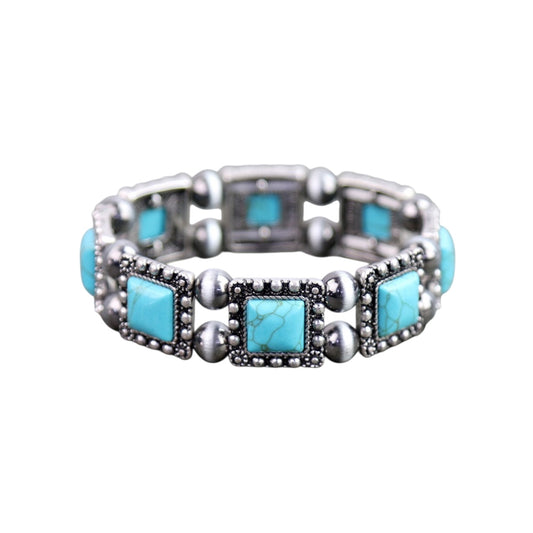 Turquoise Square Navajo Pearl Stretch Bracelet