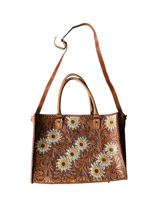 Tooled Floral Business Tote Bag