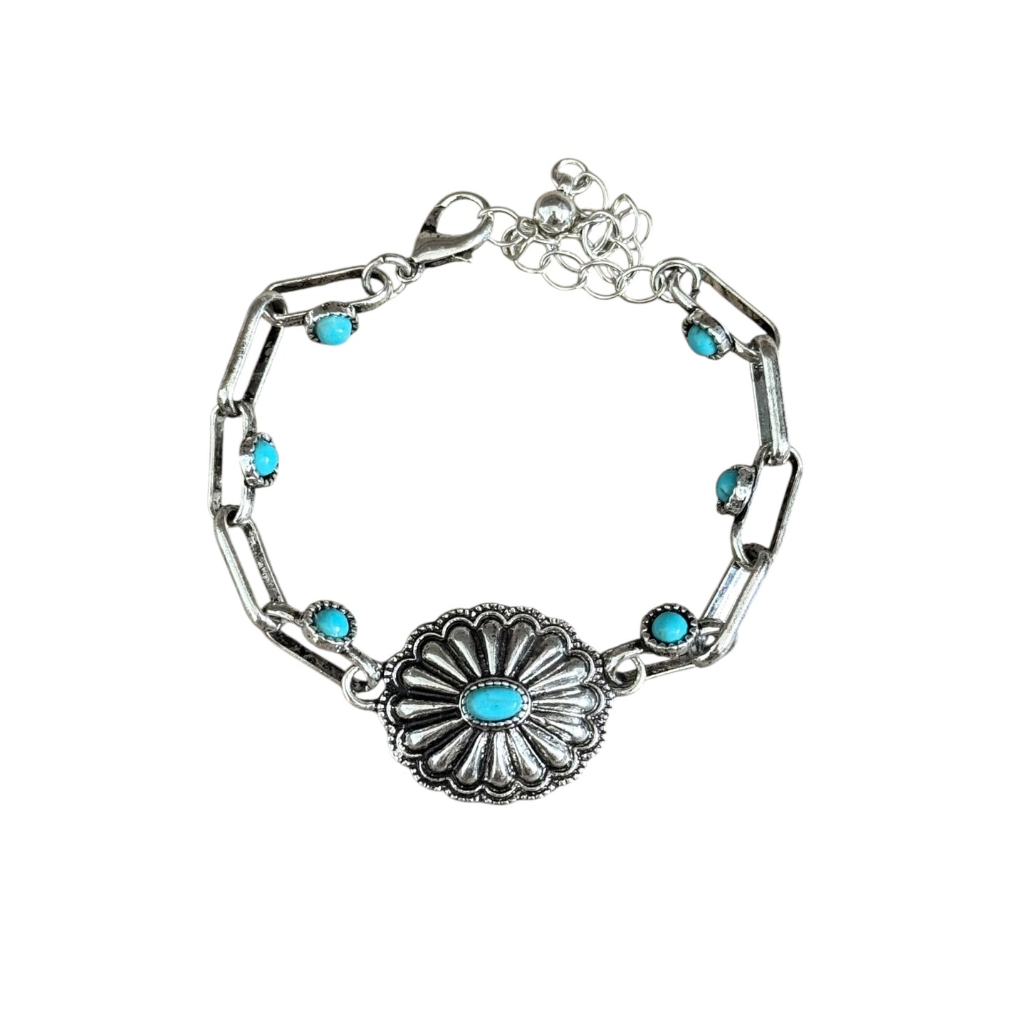 Turquoise Concho Paperclip Bracelet