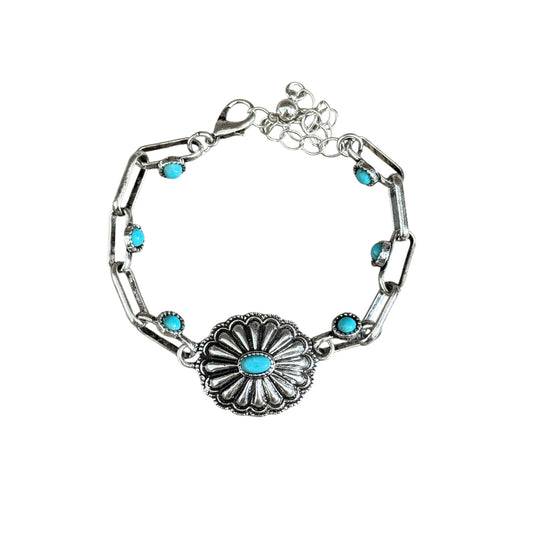 Turquoise Concho Paperclip Bracelet