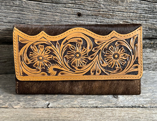 Tooled Leather Cowhide Wallet