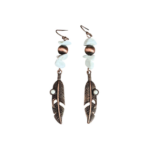 Copper Navajo Pearl Feather Earrings