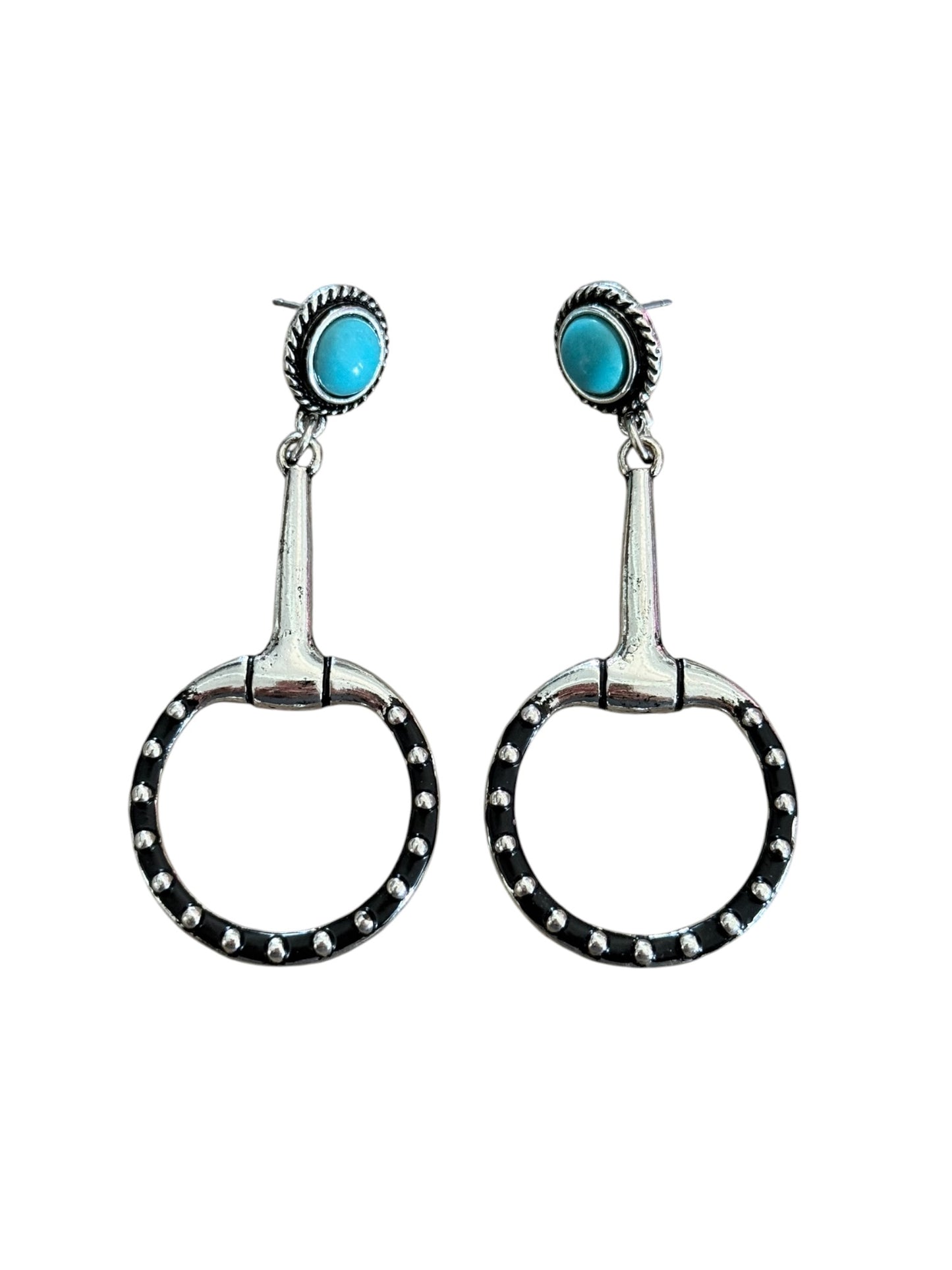 Turquoise Snaffle Bit Dangle Earrings