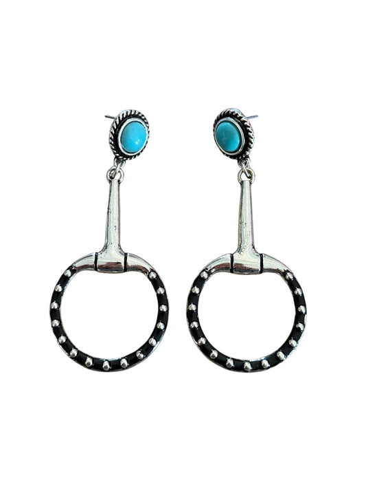 Turquoise Snaffle Bit Dangle Earrings
