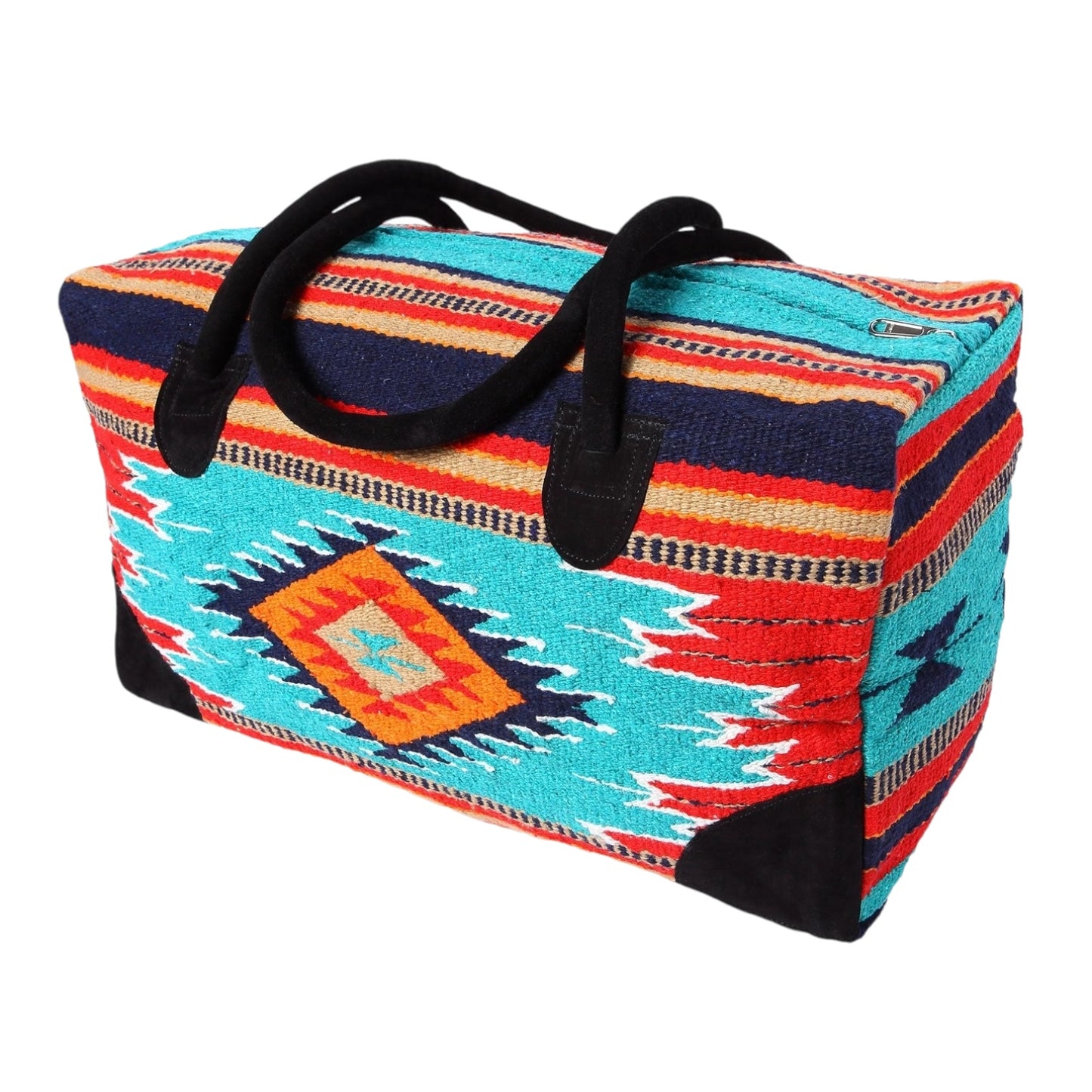 Turquoise & Red Aztec Travel Bag