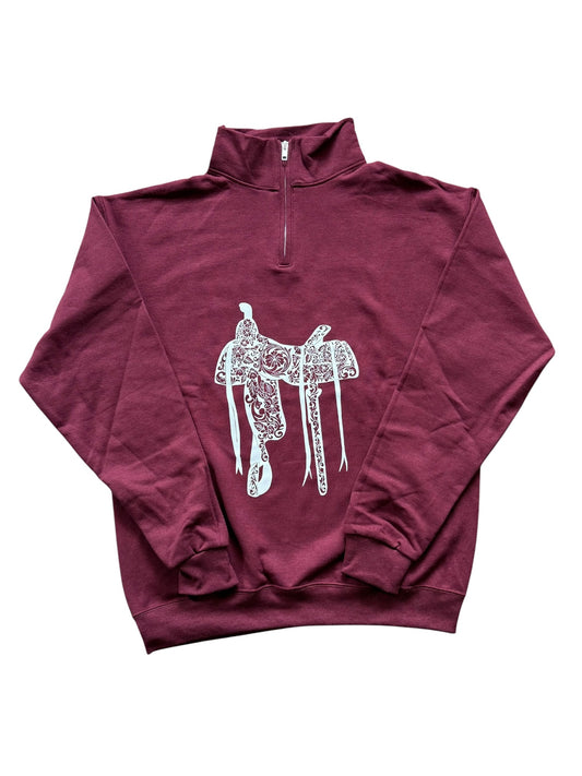 Tooled Saddle Maroon 1/4 Zip