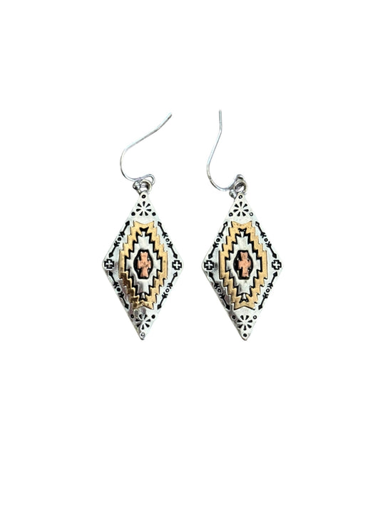 Silver & Gold Aztec Earrings