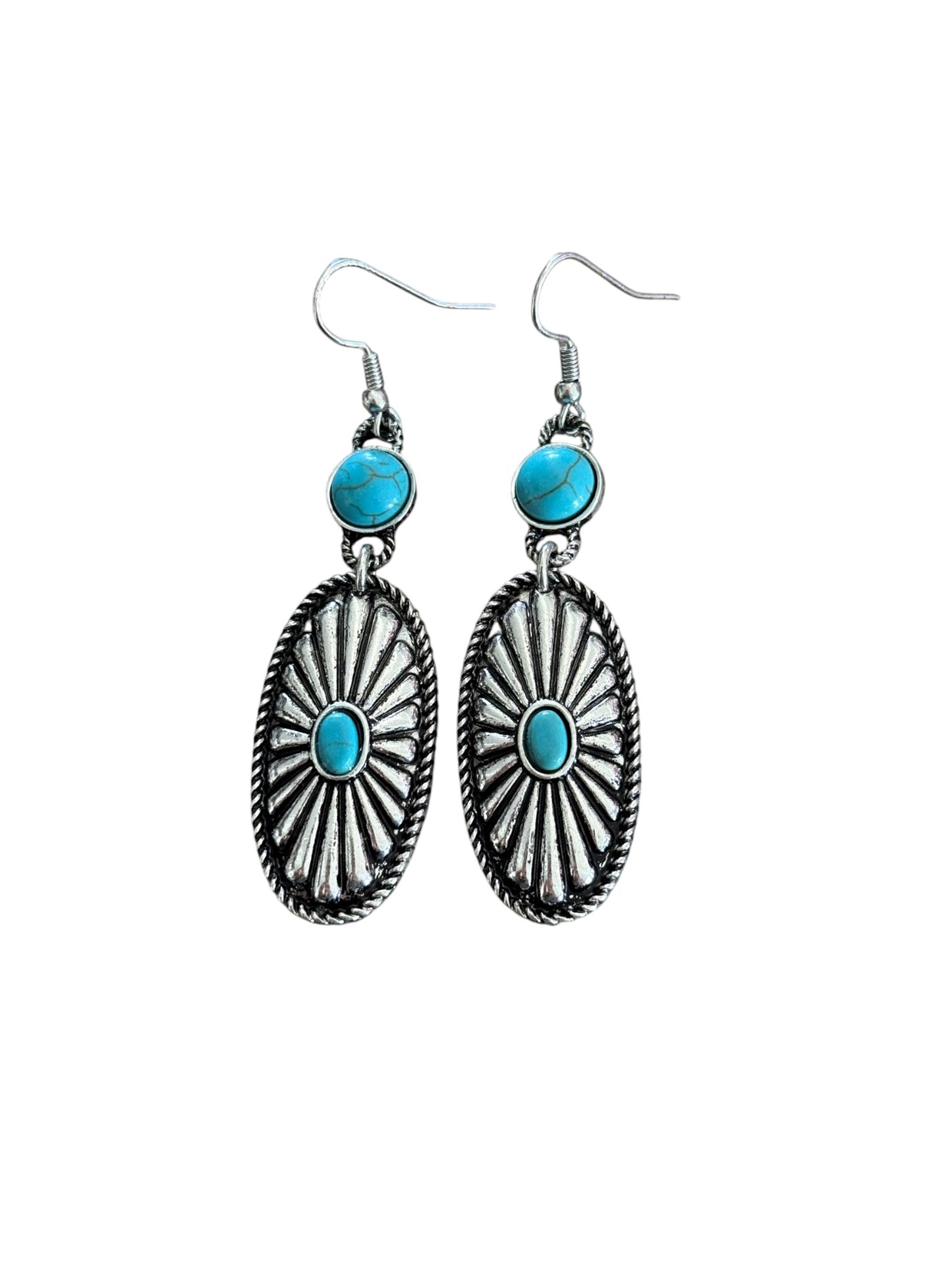 Turquoise Drop Concho Earrings
