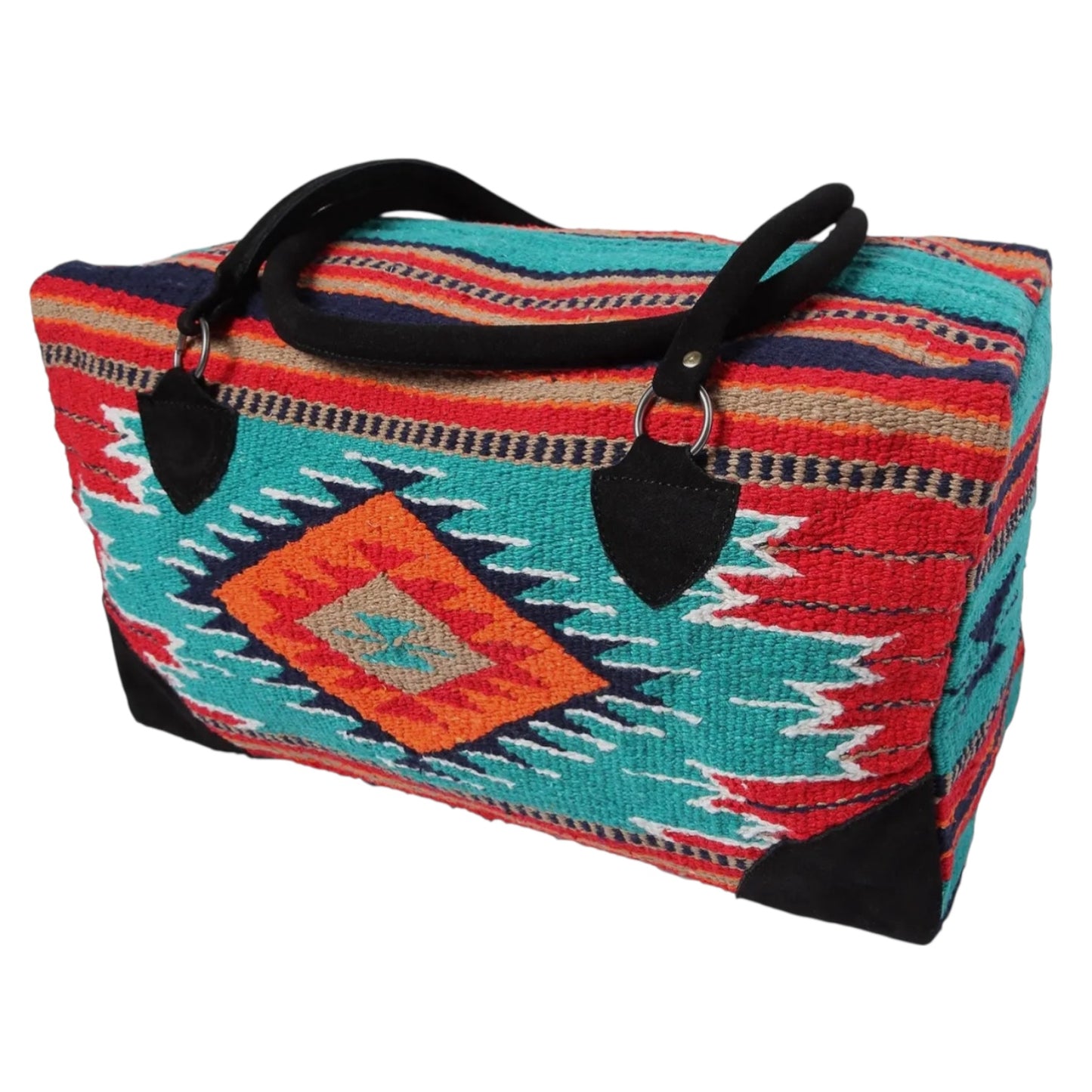 Turquoise & Red Aztec Weekender Bag