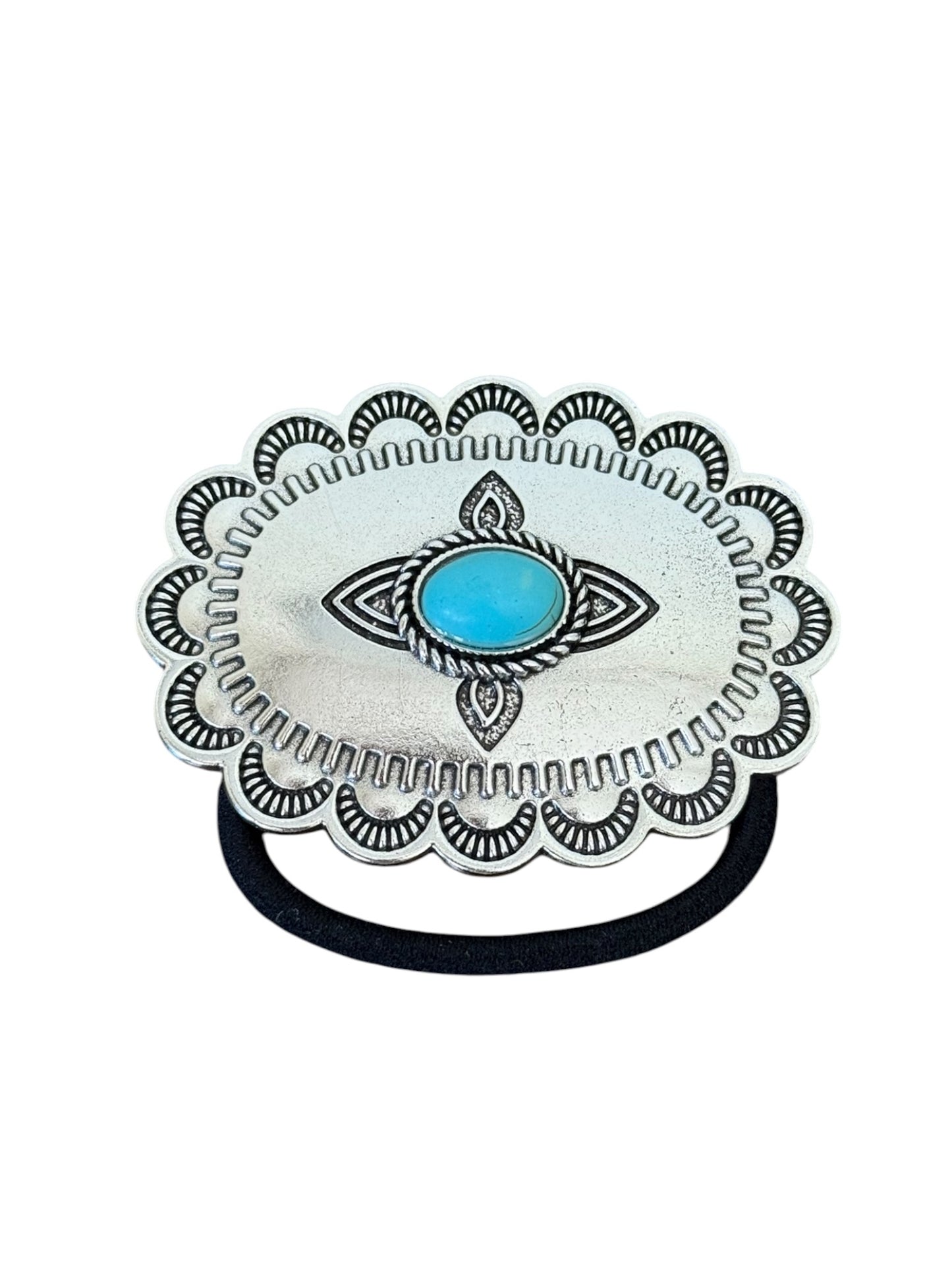 Scalloped Concho Turquoise Hair Tie