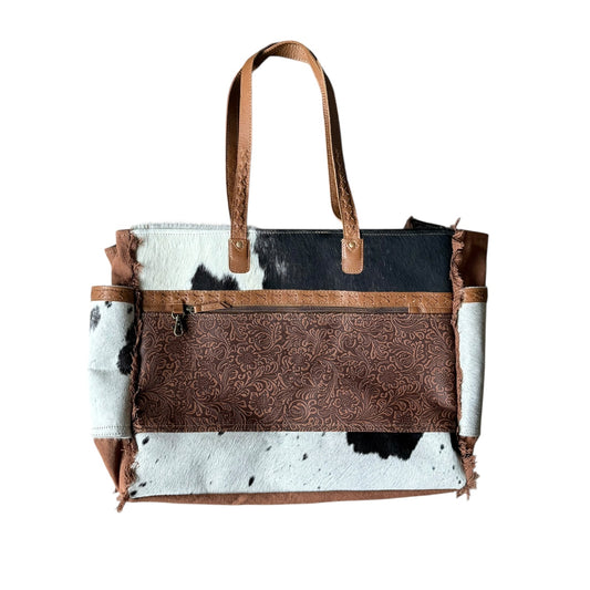 Tooled Cowhide Weekender Bag