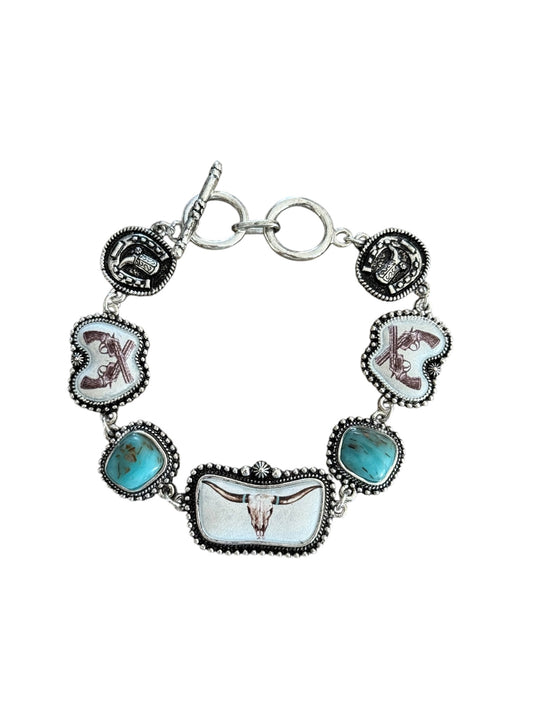Longhorn & Guns Toggle Bracelet