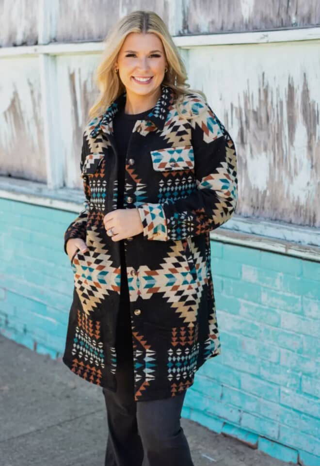 Black Aztec Shacket