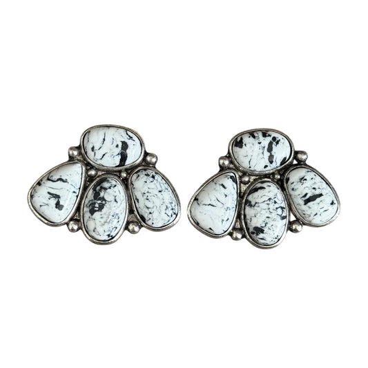 White Buffalo Cluster Earrings