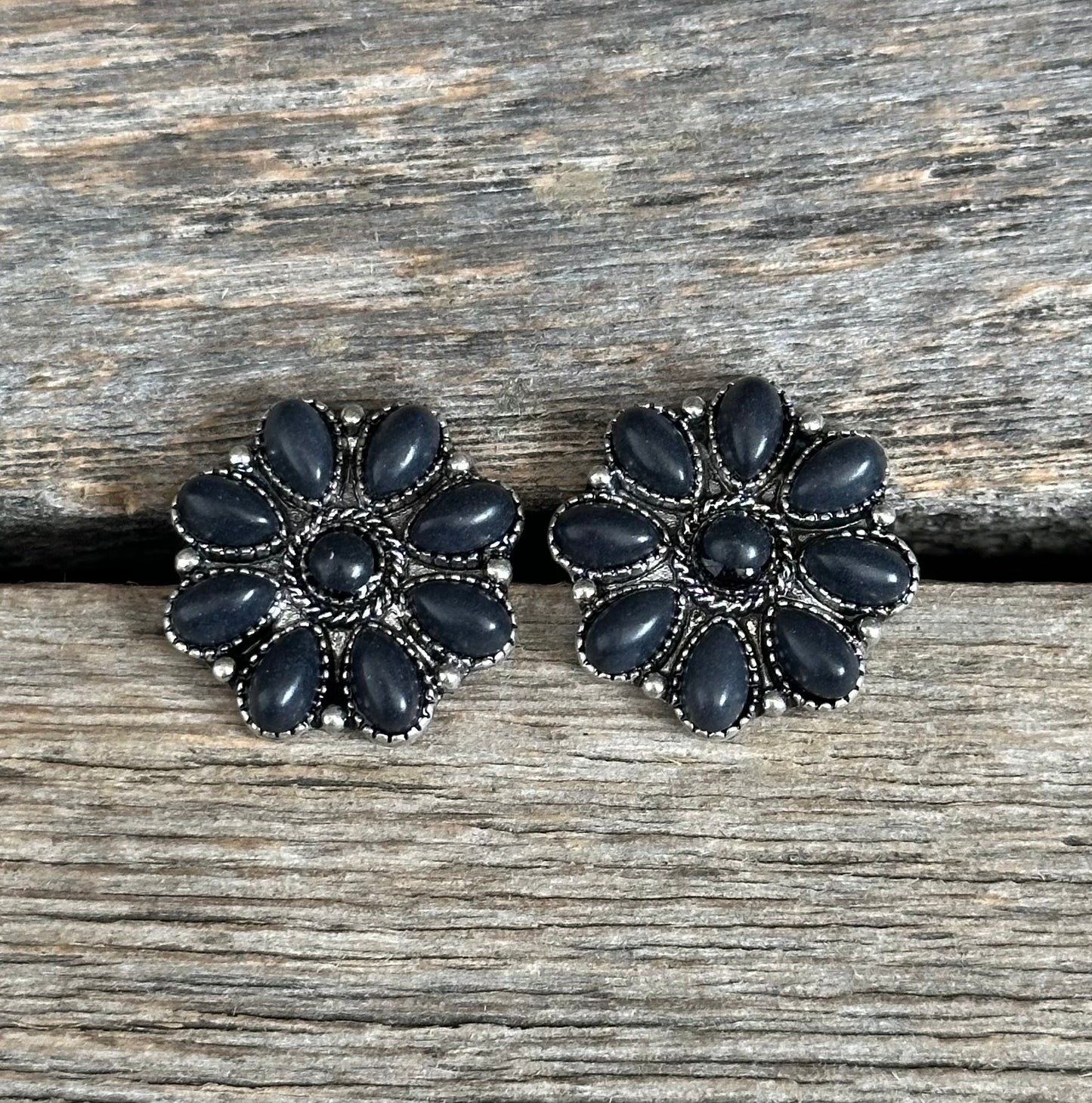 Black Cluster Earrings