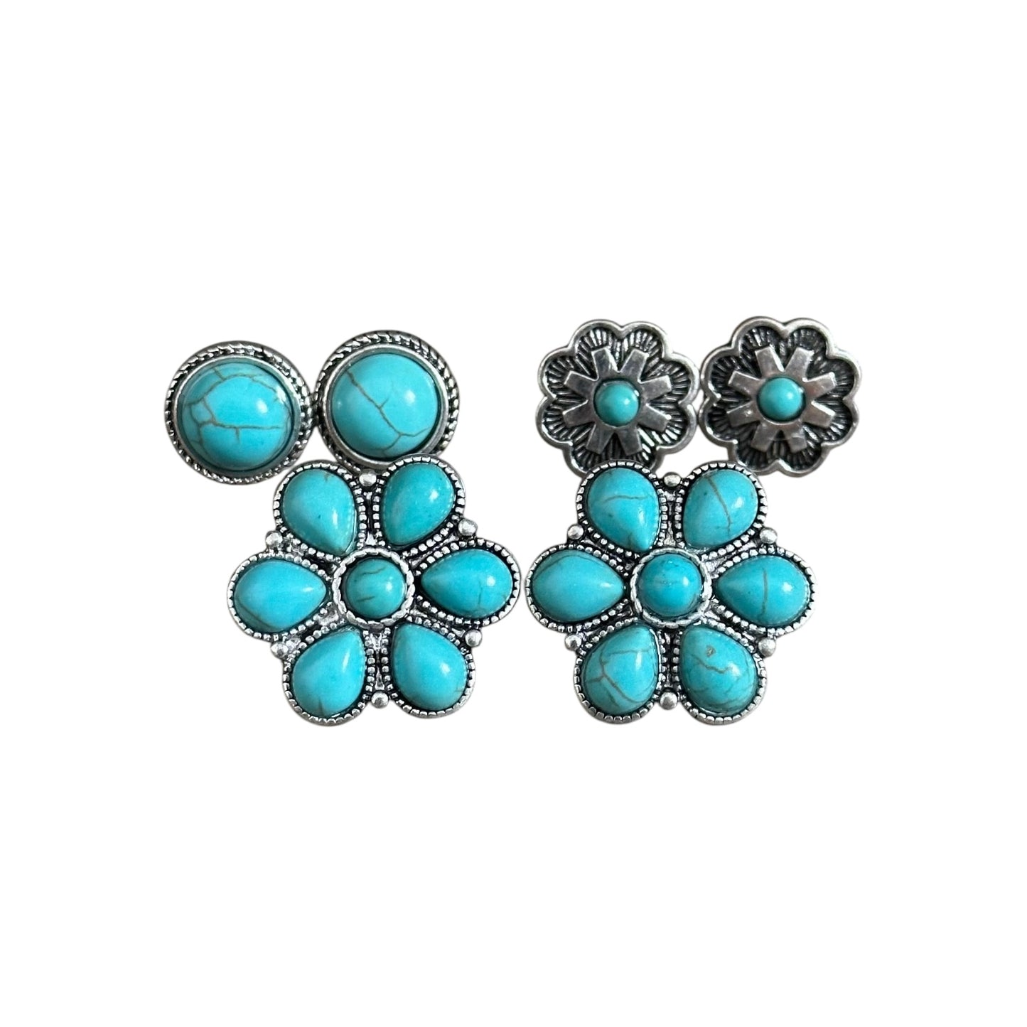 3 Pack Turquoise Cluster Earrings