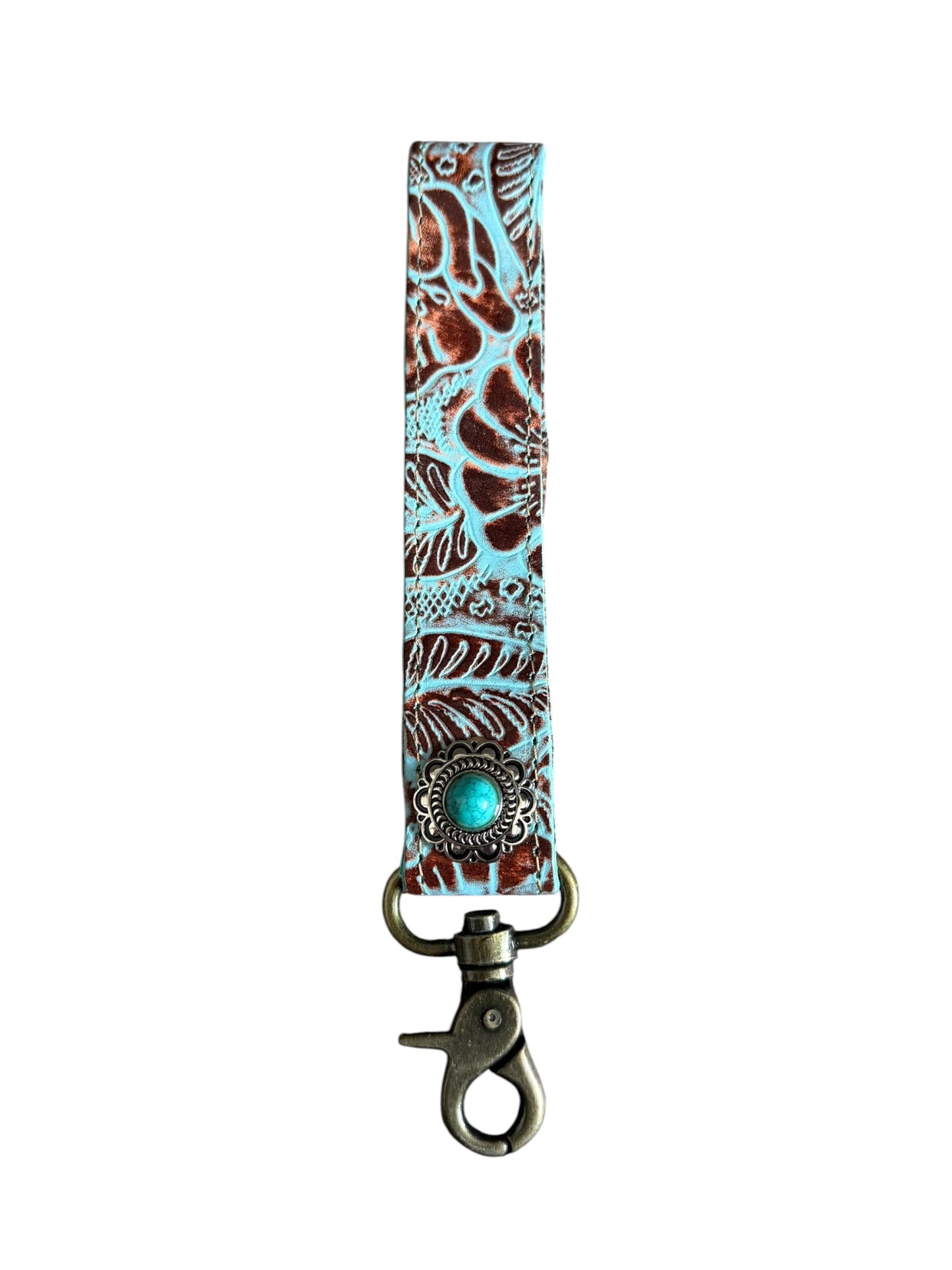 Embossed Turquoise Wristlet