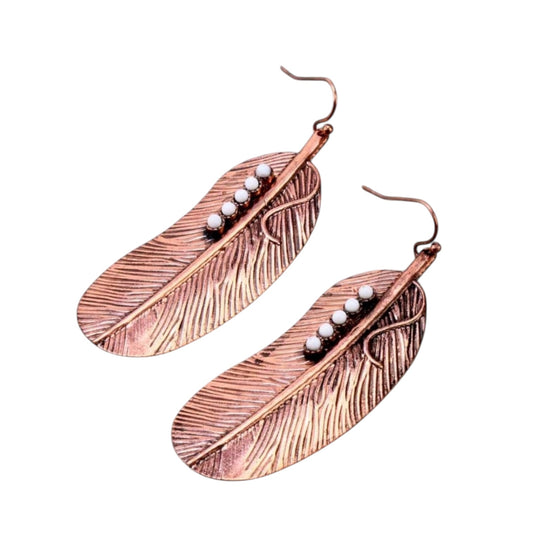 Copper Feather Earrings
