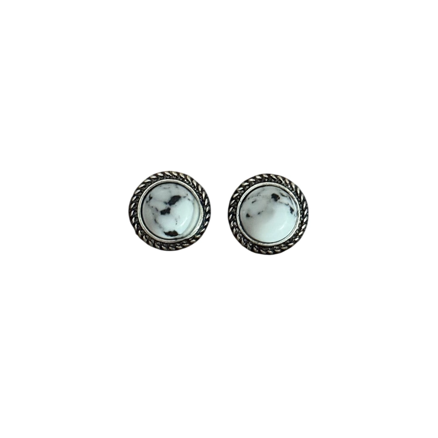 White Buffalo Round Stone Earrings