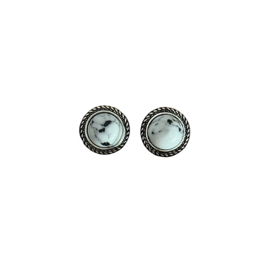 White Buffalo Round Stone Earrings