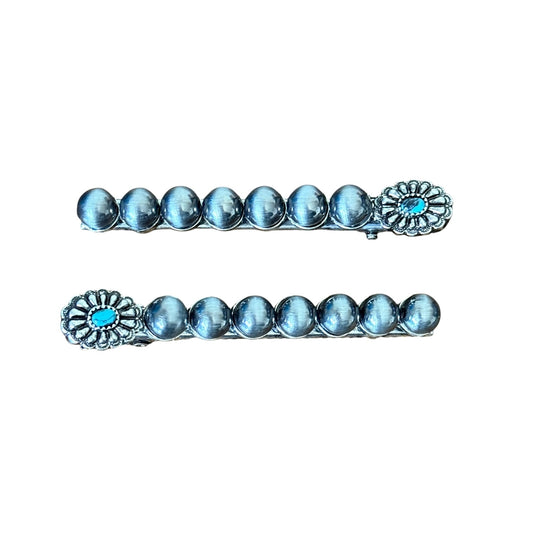 Navajo Pearl Concho Hair Clips