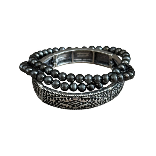 Navajo Pearl Aztec Triple Stretch Bracelet