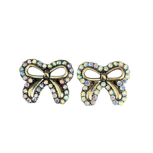 Gold Crystal Bow Earrings