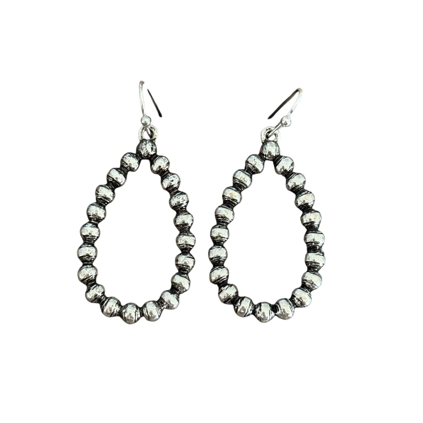 Silver Dot Teardrop Earrings