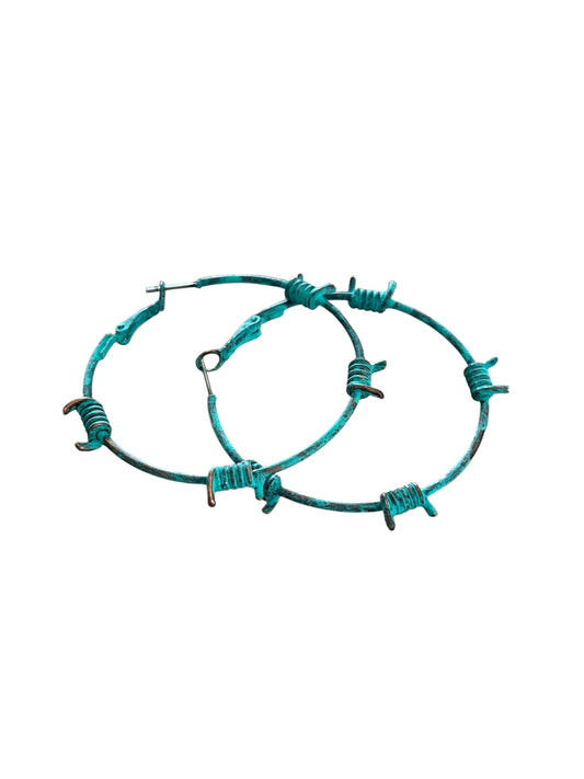 Barbwire Turquoise Hoop Earrings