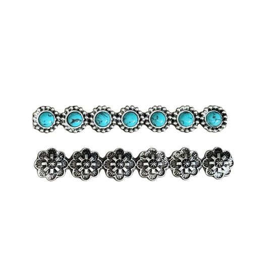 Silver Turquoise Hair Clips