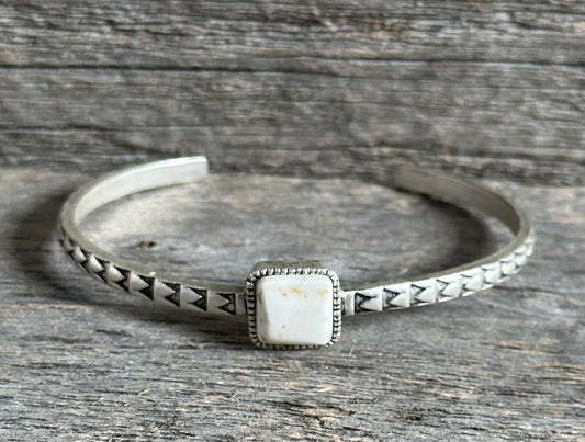 White Stone Cuff Bracelet