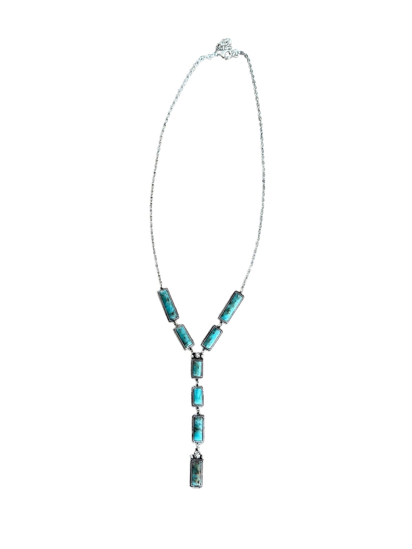 Turquoise Y Drop Bar Necklace