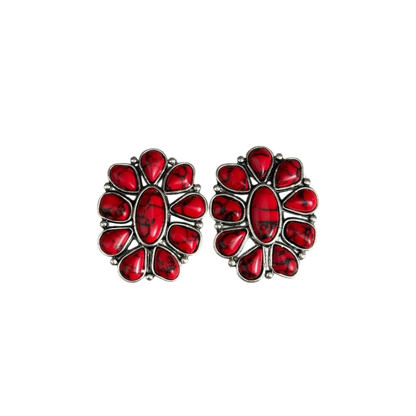 Red Cluster Earrings