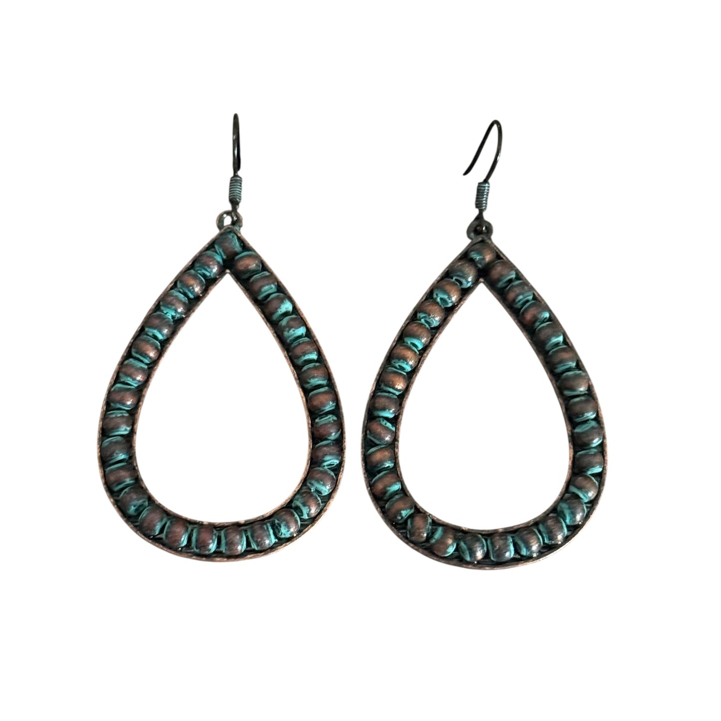 Patina Teardrop Navajo Pearl Earrings