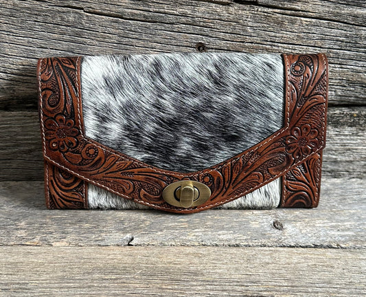 Tooled Leather Cowhide Wallet (more options available)