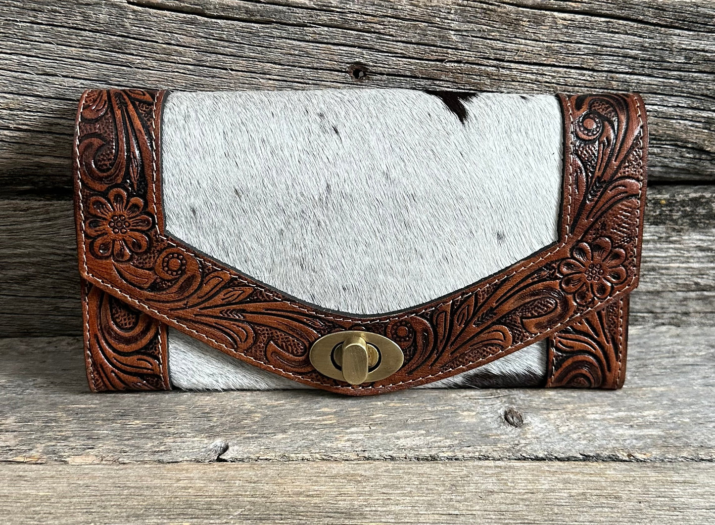 Tooled Leather Cowhide Wallet (more options available)