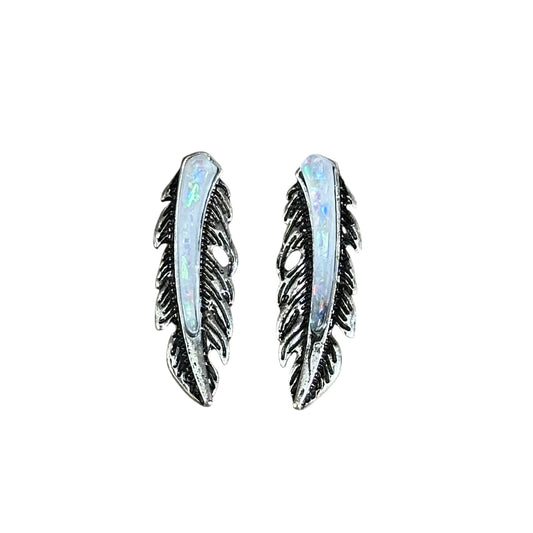 Opal Feather Earrings